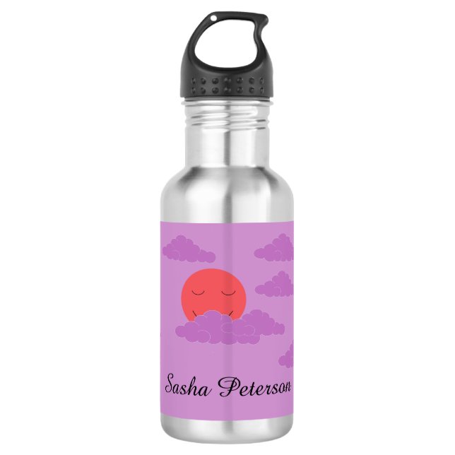 Setting Sun with Purple Clouds: 532 Ml Water Bottle (Front)