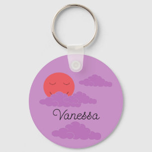Setting Sun with Purple Clouds: Lavender Keychain