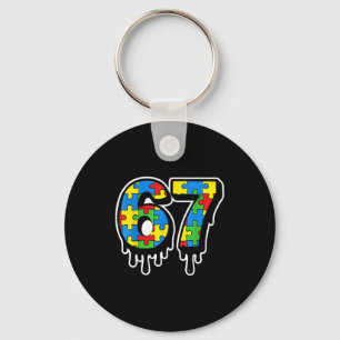 Seven 67 Number Autism Six Drip Fun Keychain
