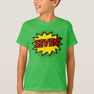 SEVEN! 7th Birthday Gift Superhero Logo T-Shirt