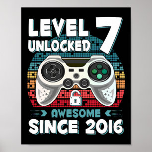 Seven 7yr Bday Son Boy Funny Gamer 7th 7 Year Old  Poster