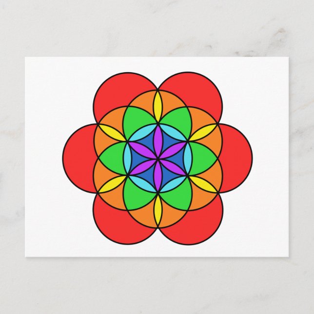 Seven Chakra Flower of Life Postcard (Front)