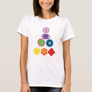Seven Chakra Yoga Mom Maternity T-Shirt, White T-Shirt