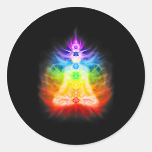 Seven Chakras And Emanating Energy Aura Yoga Medit Classic Round Sticker