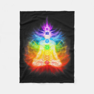 Seven Chakras And Emanating Energy Aura Yoga Medit Fleece Blanket