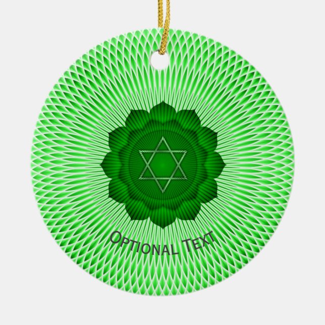 Seven Chakras Heart Chakra Yoga Design  Ceramic Ornament (Front)