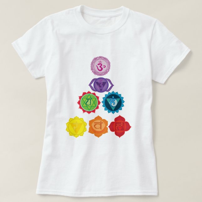 Seven Chakras Pyramid Yoga Women's Basic T-Shirt (Design Front)