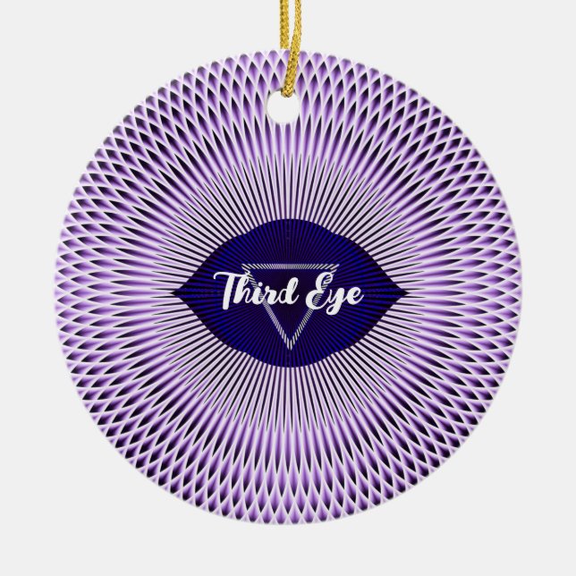 Seven Chakras Third Eye Chakra Yoga Design Ceramic Ornament (Front)