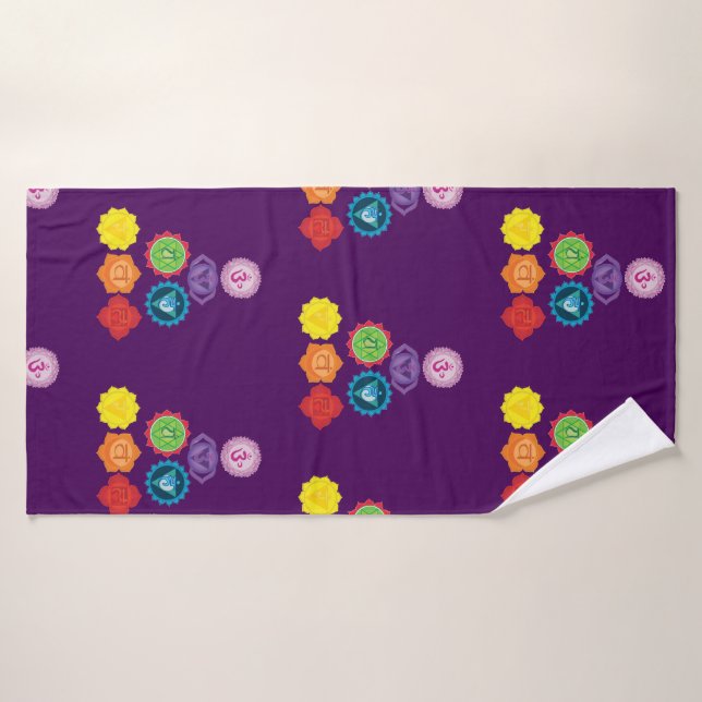 Seven Chakras Yoga Art  Bath Towel Set (Bath Towel)