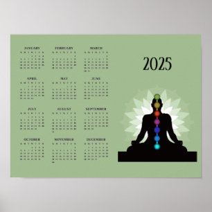 Seven Chakras Yoga Design 2025 Calendar Poster