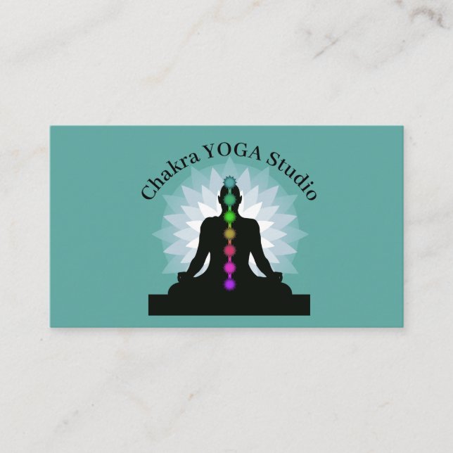 Seven Chakras Yoga Position Design Business Card (Front)