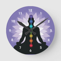 Seven Chakras Yoga Position Design Wall Clock