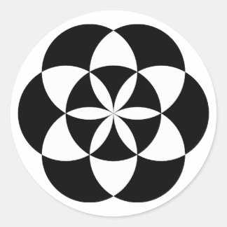 Seven Circle Flower Stickers, BW Classic Round Sticker