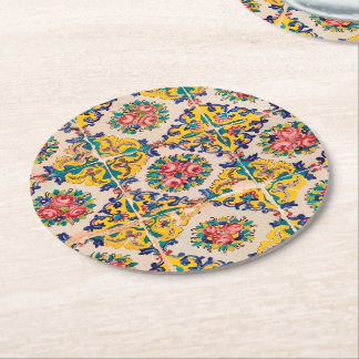 Seven-colour persian tile round paper coaster