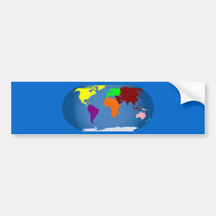 Seven Continents Colored Bumper Sticker