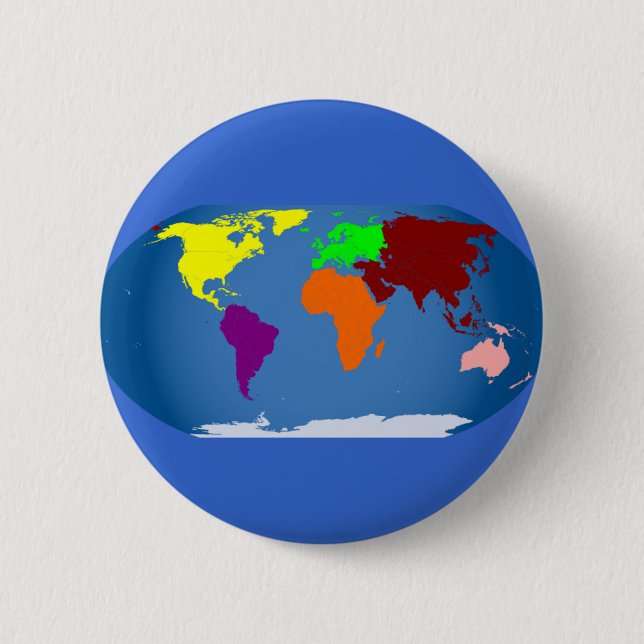 Seven Continents Coloured 2 Inch Round Button (Front)