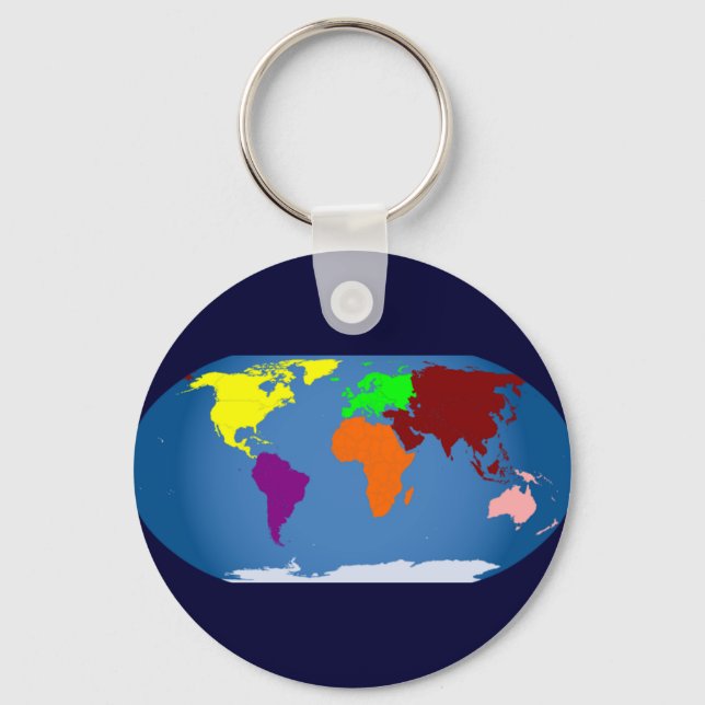 Seven Continents Coloured Keychain (Front)