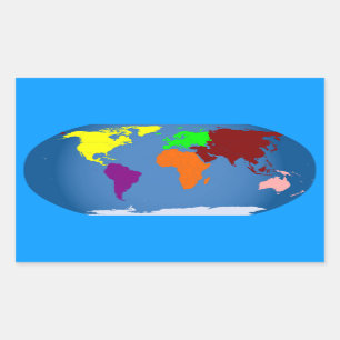 Seven Continents Coloured Sticker