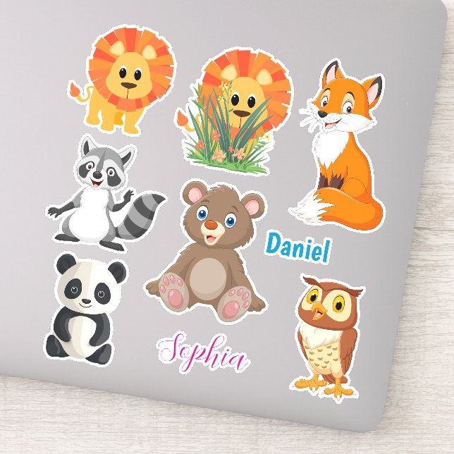 Seven Cute Animals, Personalize Boy & Girl Names (Detail)