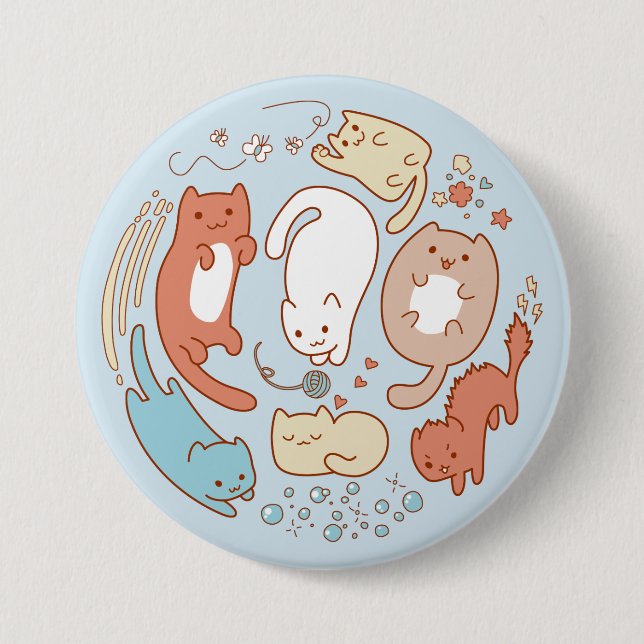 Seven cute kitties - Take away! 3 Inch Round Button (Front)