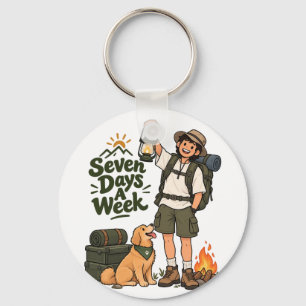 Seven Days A Week Camping Adventure Design Keychain