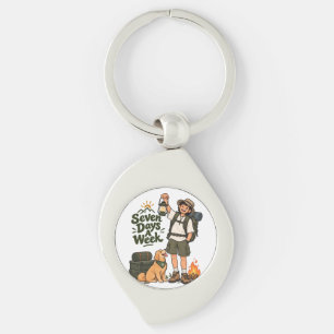 Seven Days A Week Camping Adventure Design Keychain