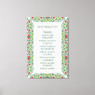 Seven Deadly Sins Wealth without work Pleasure Canvas Print
