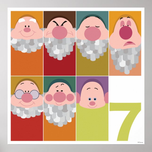 Seven Dwarfs Stylized Character Art Poster (Front)
