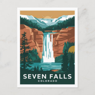 seven falls colorado  postcard