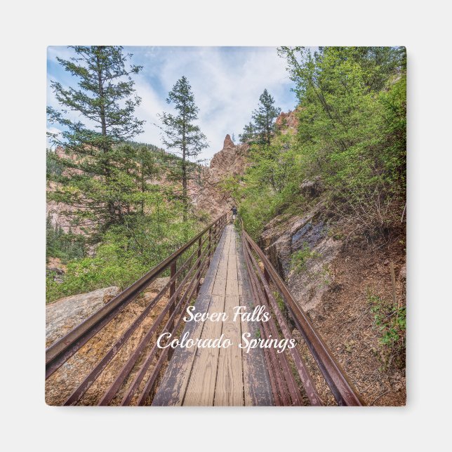 Seven Falls Walkway Bridge Square Magnet (Front)