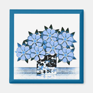 Seven Flowers and Vase Blues Magnet