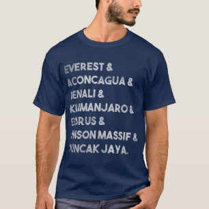 Seven Highest Summits Climbing Mountain Peaks T-Shirt