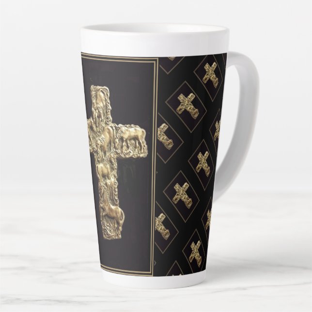 Seven Horses Cross Large Latte Mug (Right Angle)