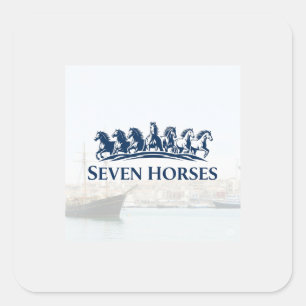 Seven Horses Seaport: Where Power Meets the Tides Square Sticker