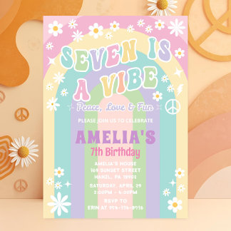 Seven is a vibe birthday invitation