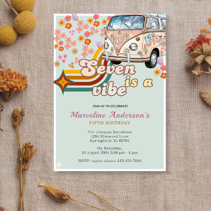 Seven is a Vibe Daisy Van Floral 7th Birthday  Invitation