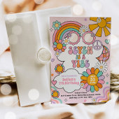 Seven Is A Vibe Groovy 70s Flower Power Birthday Invitation