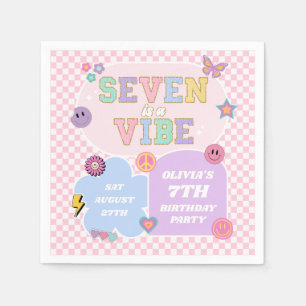 Seven Is A Vibe Preppy Patch 7th Birthday Party Napkin