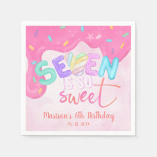 Seven is so sweet Pink Frosting Marshmallow Napkin