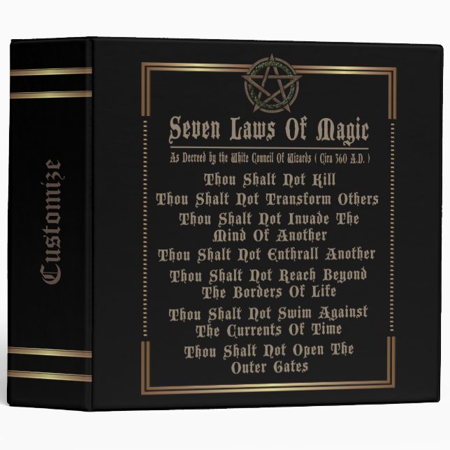 Seven Laws Of Magic Black And Gold Binder (Front/Spine)