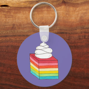 Seven Layer Retro Rainbow Gelatin Salad Dessert Keychain