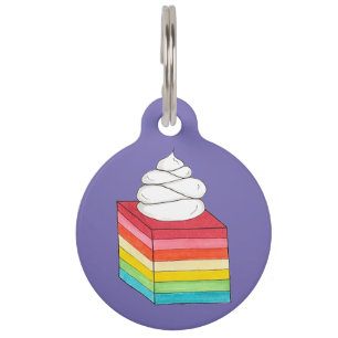 Seven Layer Retro Rainbow Gelatin Salad Dessert Pet Tag
