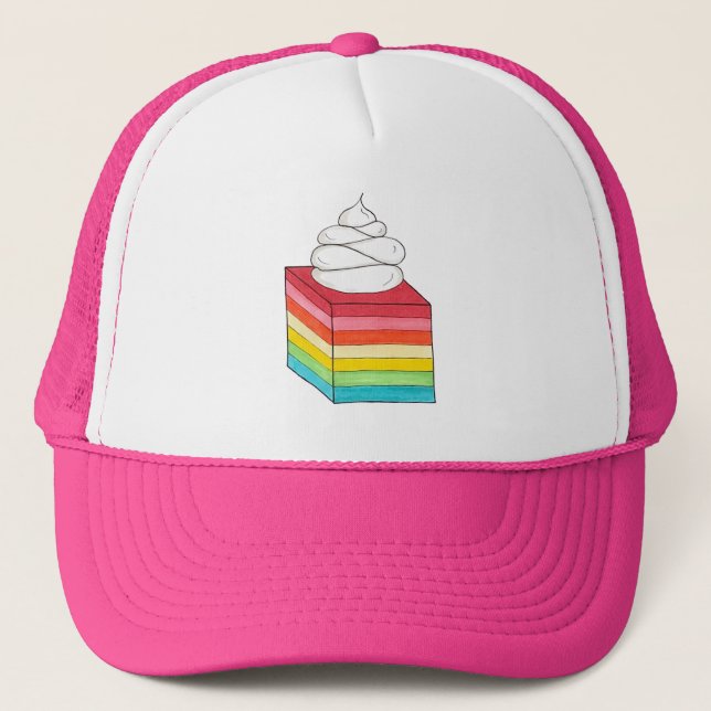 Seven Layer Retro Rainbow Gelatin Salad Dessert Trucker Hat (Front)
