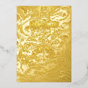 Seven Lucky Gods -Japanese Gods- Golden shine Foil Holiday Card