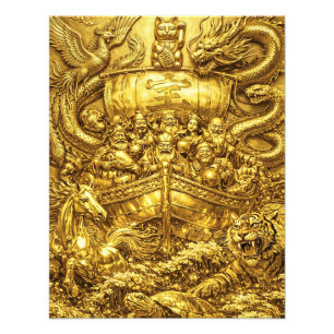 Seven Lucky Gods -Japanese Gods- Golden shine Photo Print
