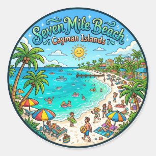 Seven Mile Beach Cayman Islands Classic Round Sticker