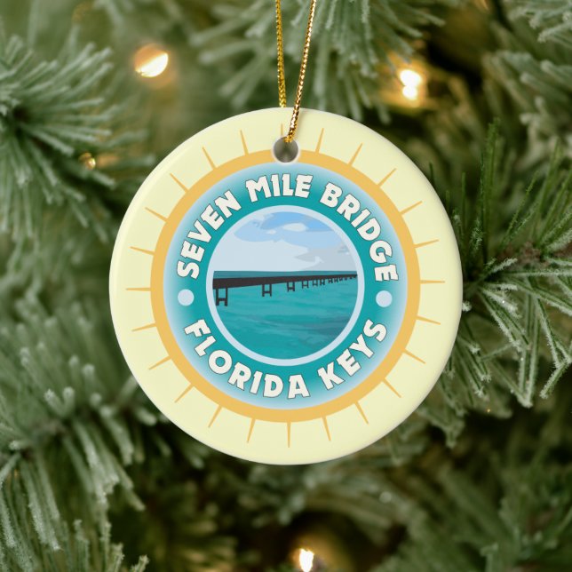Seven Mile Bridge Florida Keys Ceramic Ornament (Tree)