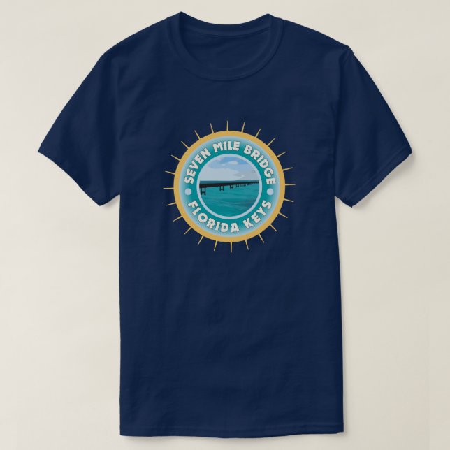 Seven Mile Bridge Florida Keys on Dark Colour T-Shirt (Design Front)