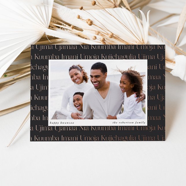 Seven Principles Horizontal Photo Kwanzaa Foil Holiday Card (Creator Uploaded)