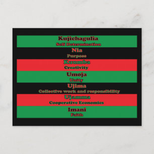 Seven Principles of Kwanzaa Black Red Green Postcard